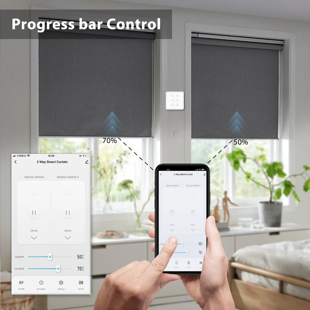 Smart WiFi Double Curtain Blind Switch - Voice Control