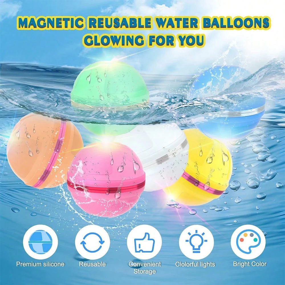 1-12 Pack Reusable Water Balls, Self-Seal Fast Inflating Silicone Water Balls, Summer Pool Beach Outdoor Activity Water Toys