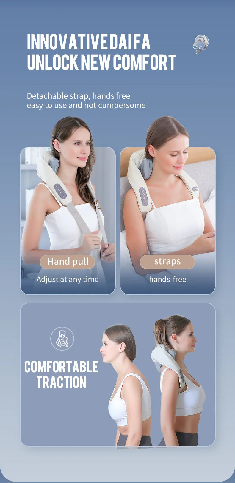 Brushless Motor Neck And Shoulder Massager Wireless Shoulder And Back Kneading Massage Shawl Neck masajeador