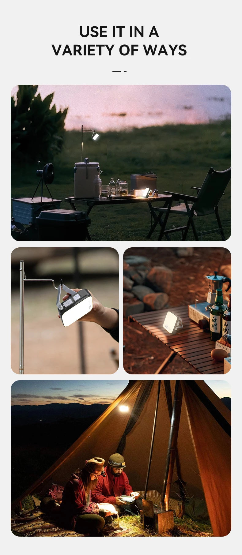 Camping Lights SMD Rechargeable Outdoor Hanging Lights Portable Fill Light Work Maintenance Lighting