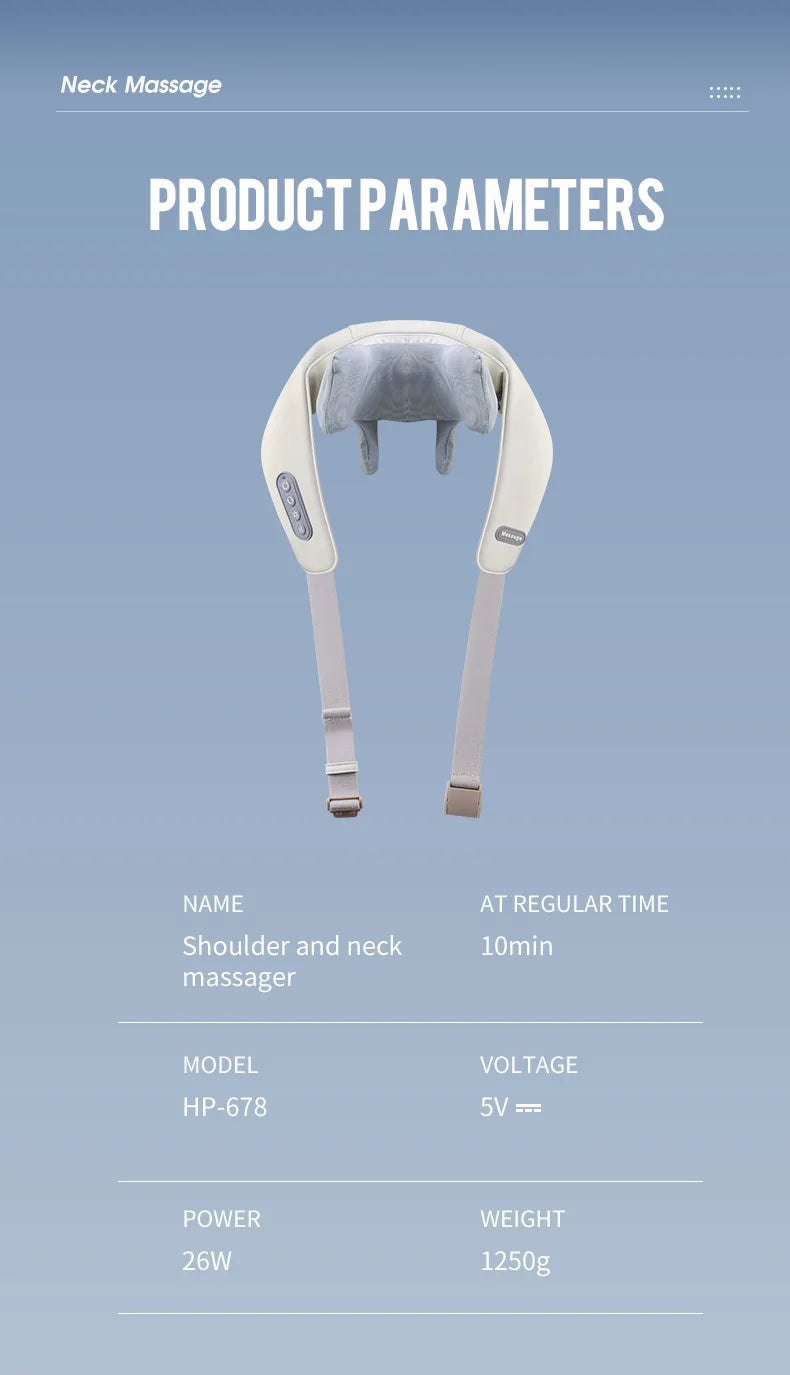 Brushless Motor Neck And Shoulder Massager Wireless Shoulder And Back Kneading Massage Shawl Neck masajeador