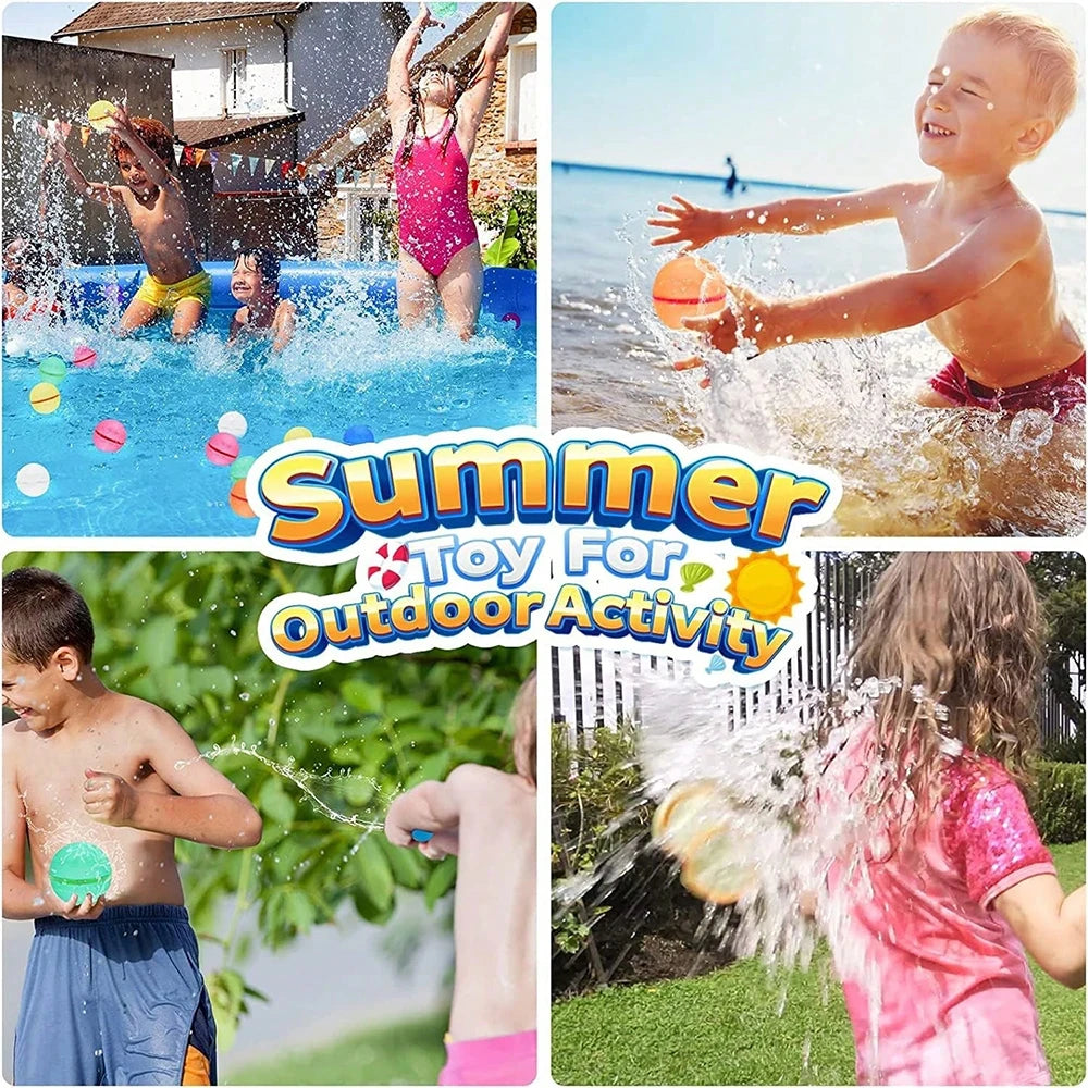 1-12 Pack Reusable Water Balls, Self-Seal Fast Inflating Silicone Water Balls, Summer Pool Beach Outdoor Activity Water Toys