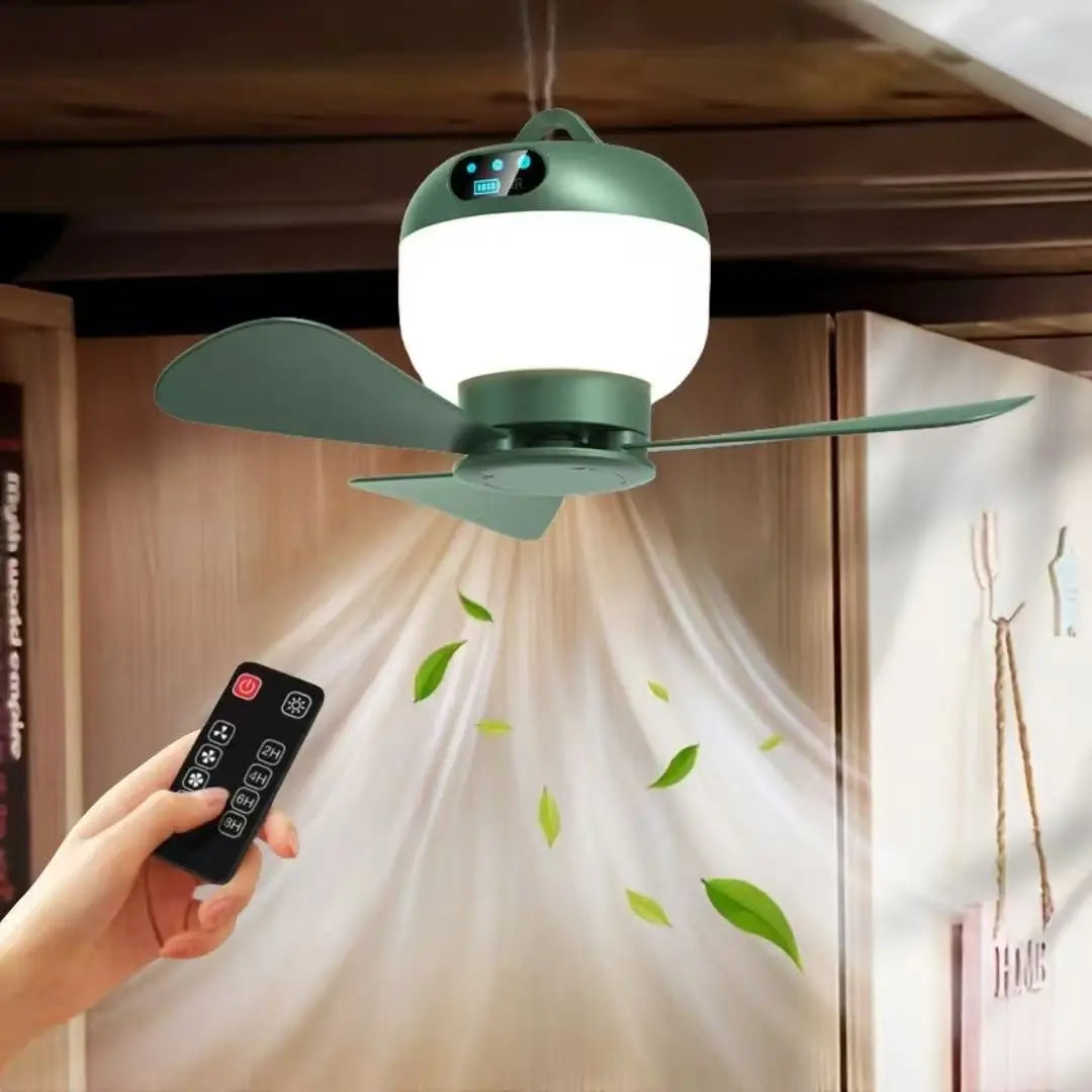 2025 New Remote Control Timer Portable Outdoor Ceiling Camping Fan Tent Air Circulator Cooler LED Lantern Camping Fan LED Light