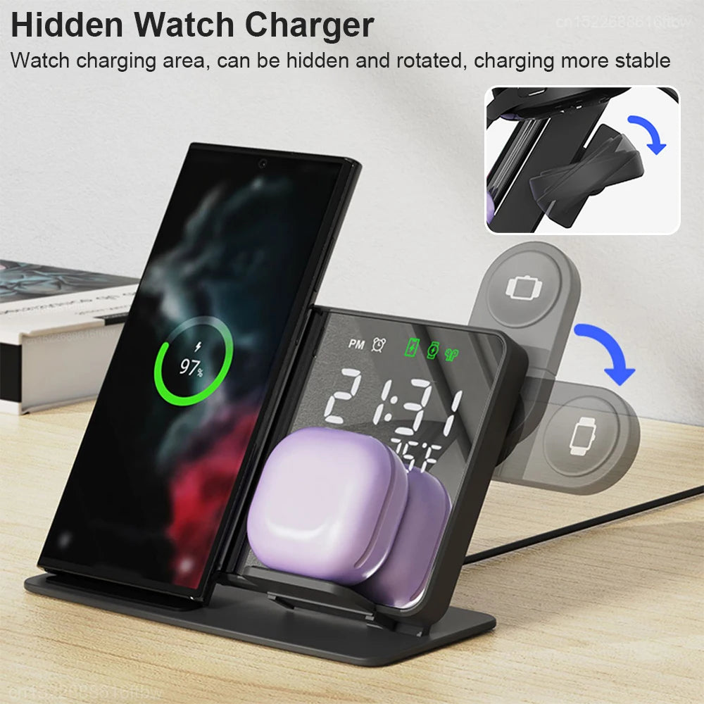 3 In 1 Wireless Charger - Fast Charging Station With Alarm
