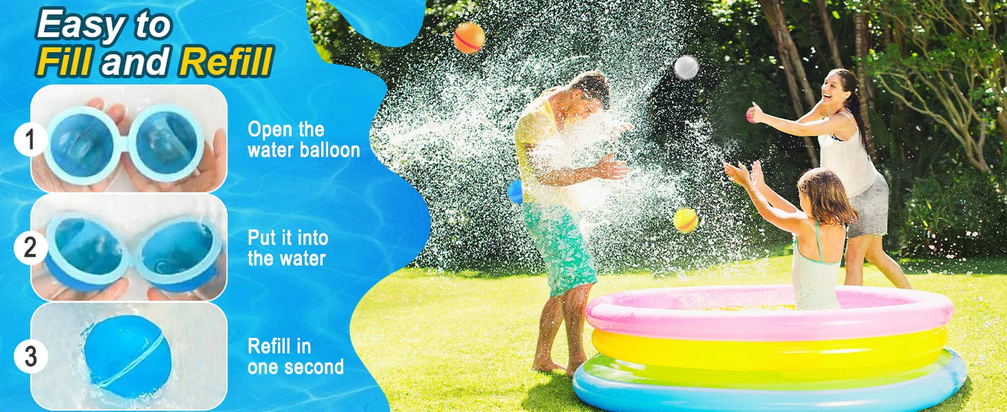 1-12 Pack Reusable Water Balls, Self-Seal Fast Inflating Silicone Water Balls, Summer Pool Beach Outdoor Activity Water Toys