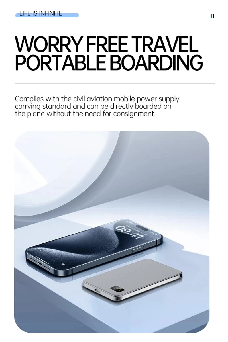 Xiaomi 50000mAh 3C Certification Thin Power Bank Ultra For MagSafe Magnetic Wireless Fast Charging Portable Battery Display