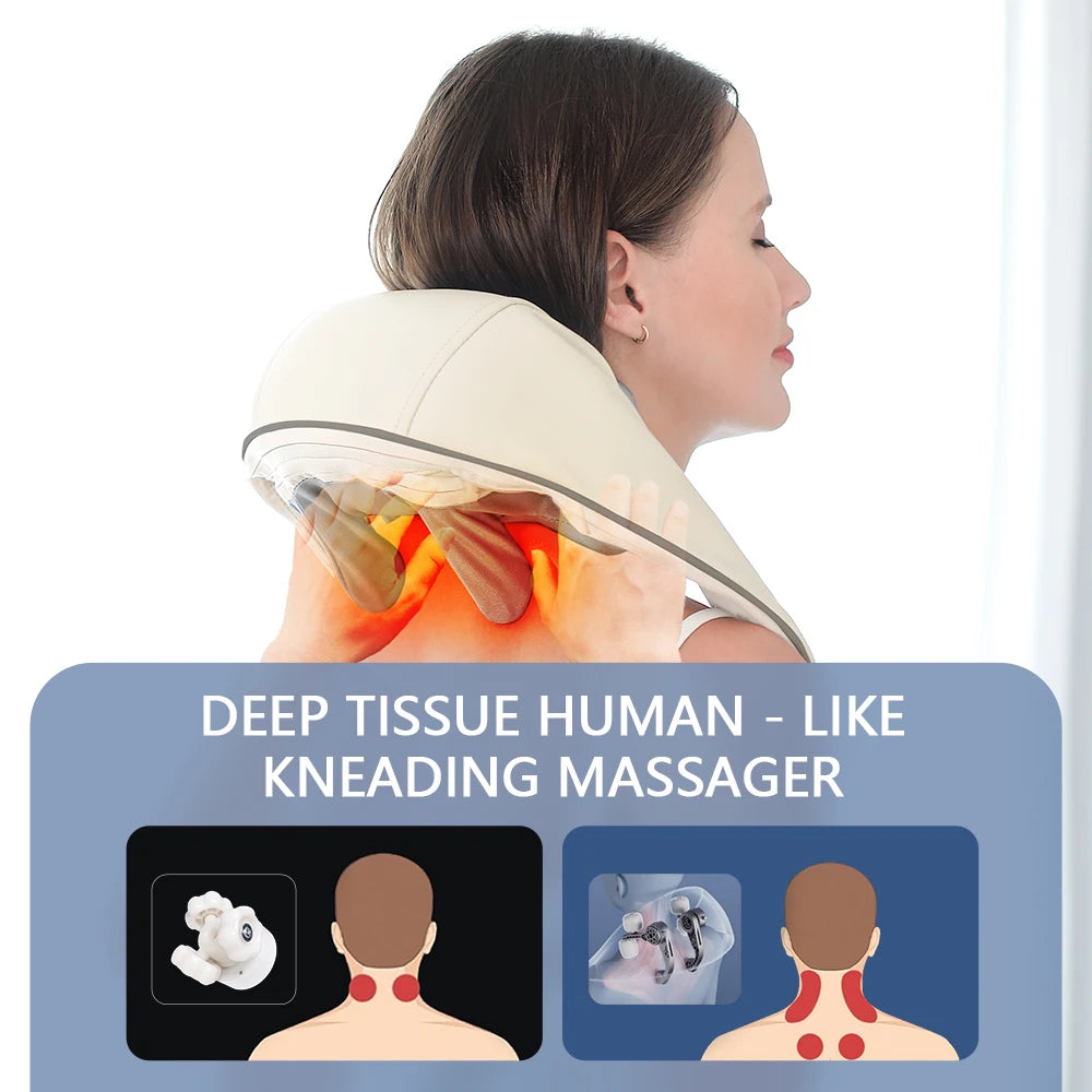 Brushless Motor Neck And Shoulder Massager Wireless Shoulder And Back Kneading Massage Shawl Neck masajeador