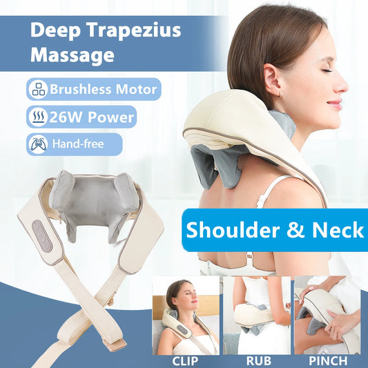 Brushless Motor Neck And Shoulder Massager Wireless Shoulder And Back Kneading Massage Shawl Neck masajeador