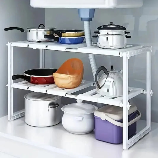 Cabinet Organizer Shelves - Stackable Kitchen Shelves