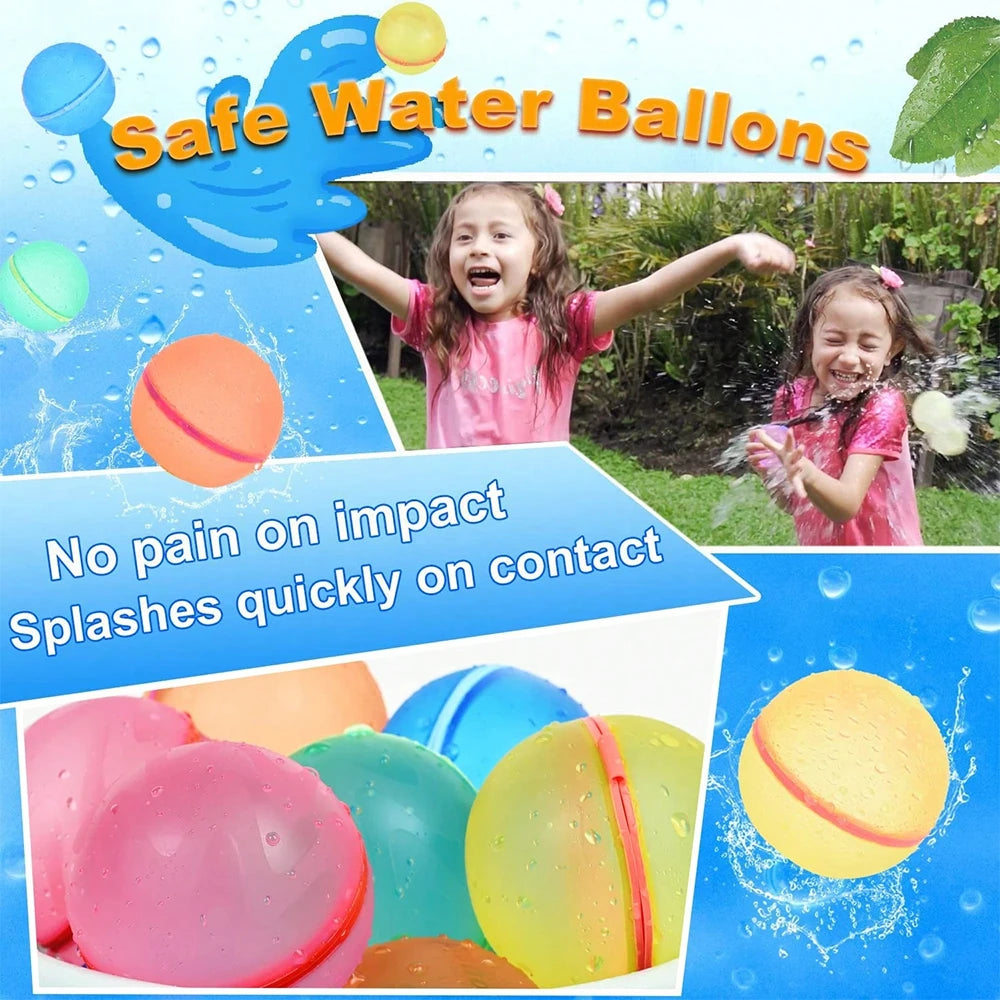 1-12 Pack Reusable Water Balls, Self-Seal Fast Inflating Silicone Water Balls, Summer Pool Beach Outdoor Activity Water Toys