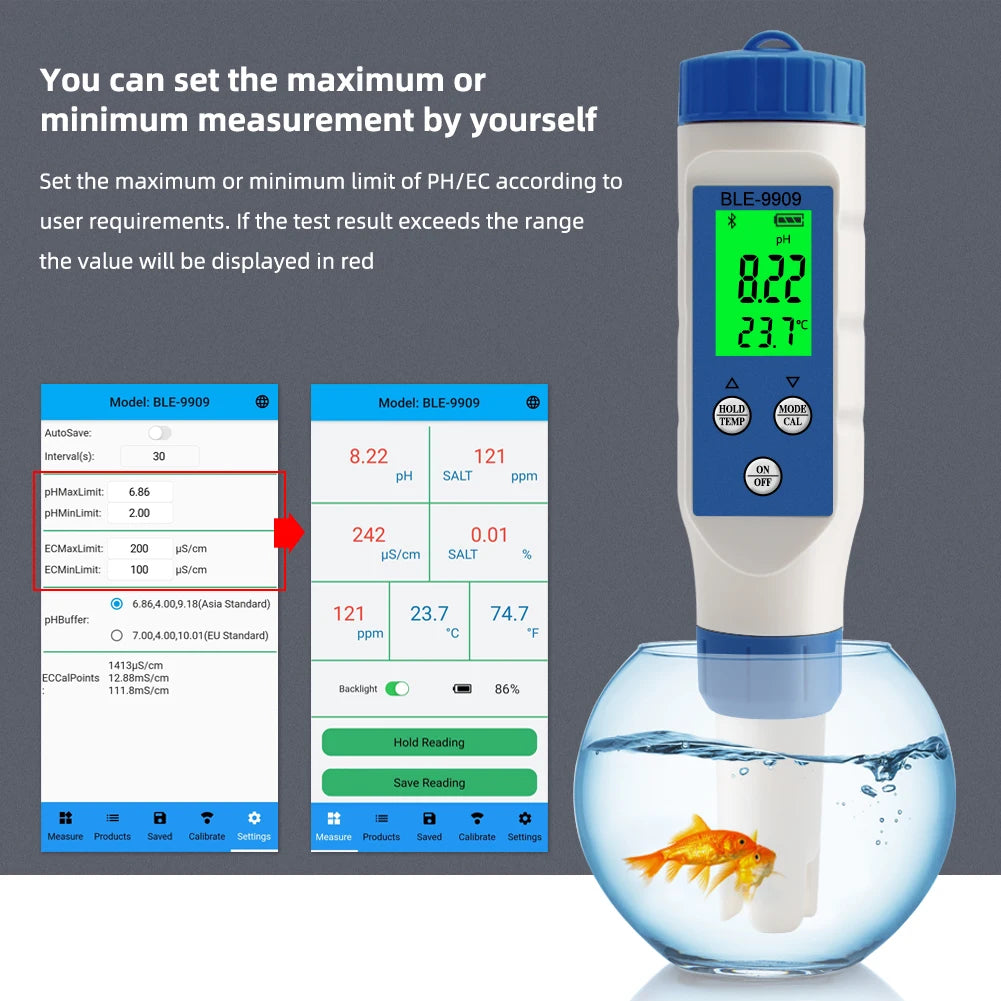 yieryi New TDS PH Meter PH/TDS/EC/Temperature Meter Digital Water Quality Monitor Tester for Pools, Drinking Water, Aquariums