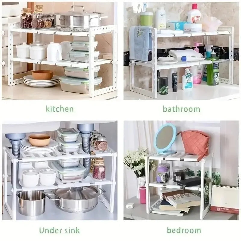 Cabinet Organizer Shelves - Stackable Kitchen Shelves