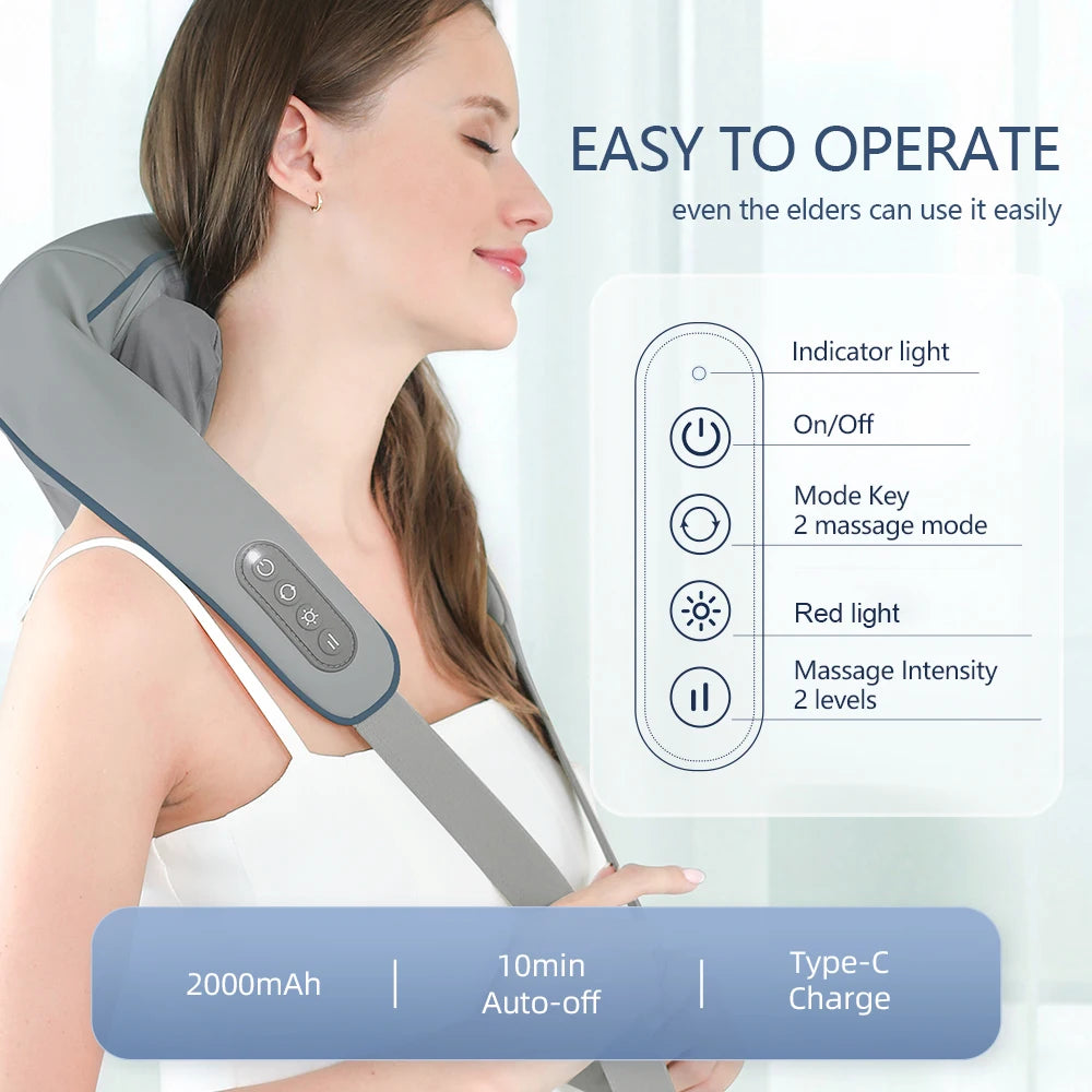 Brushless Motor Neck And Shoulder Massager Wireless Shoulder And Back Kneading Massage Shawl Neck masajeador