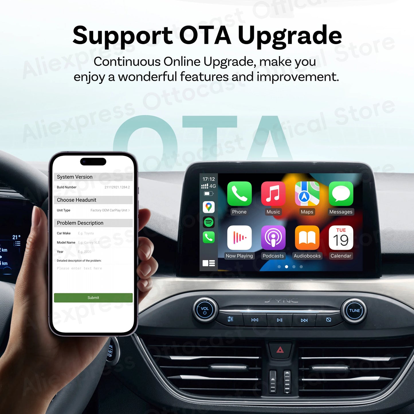 2025 New OTTOCAST MINI Wireless Android Auto CarPlay Adapter Box Bluetooth Car Accessories for iPhone for Samsung Google Phone