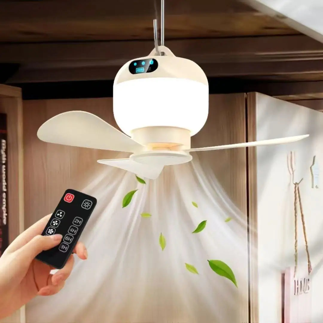 2025 New Remote Control Timer Portable Outdoor Ceiling Camping Fan Tent Air Circulator Cooler LED Lantern Camping Fan LED Light