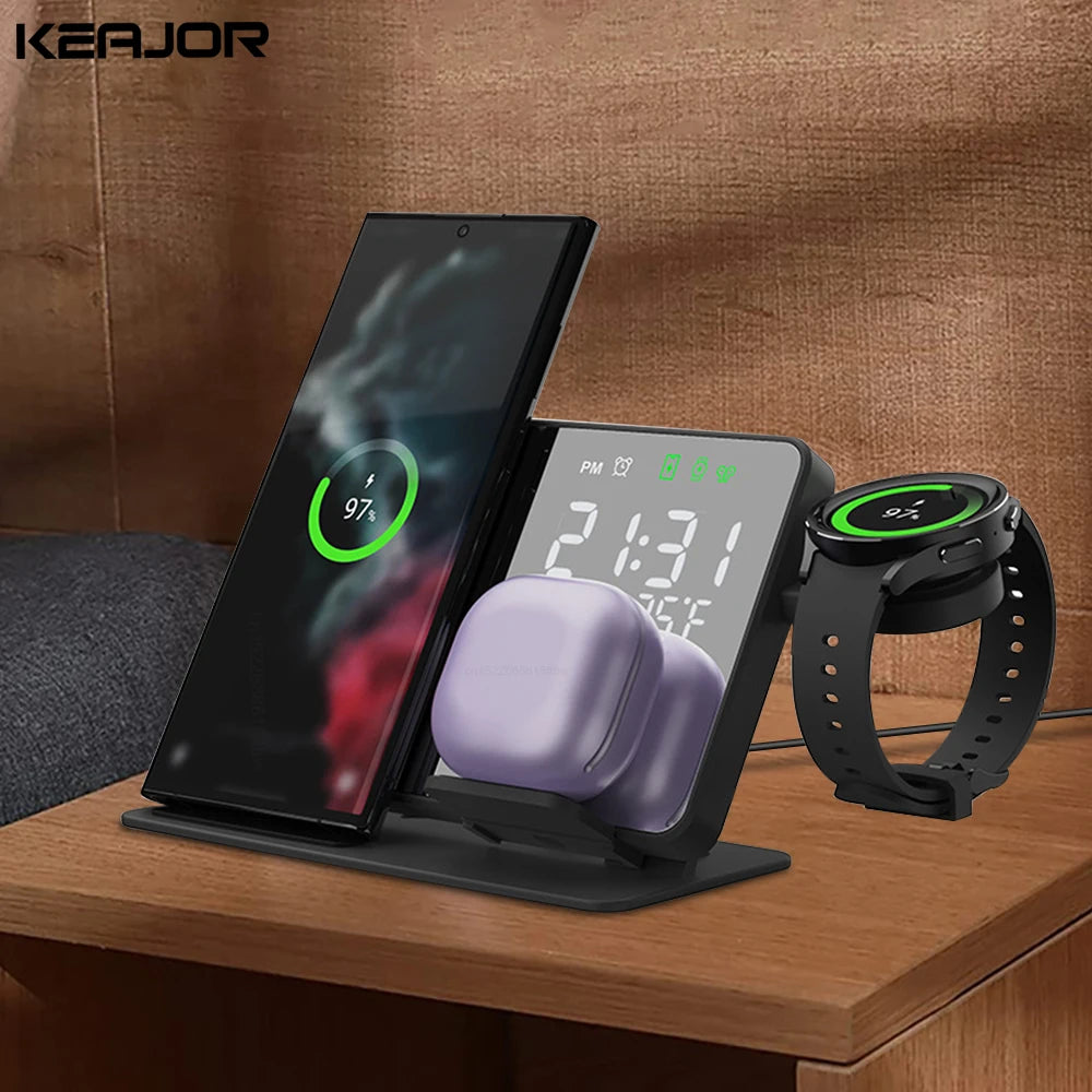 3 In 1 Wireless Charger - Fast Charging Station With Alarm