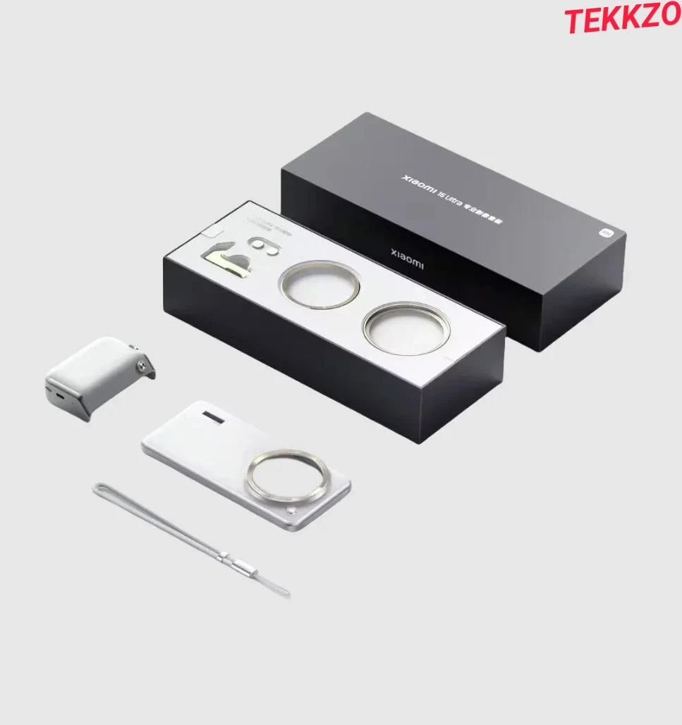Xiaomi 15 Ultra camera lens protection rings and accessories in black and white packaging