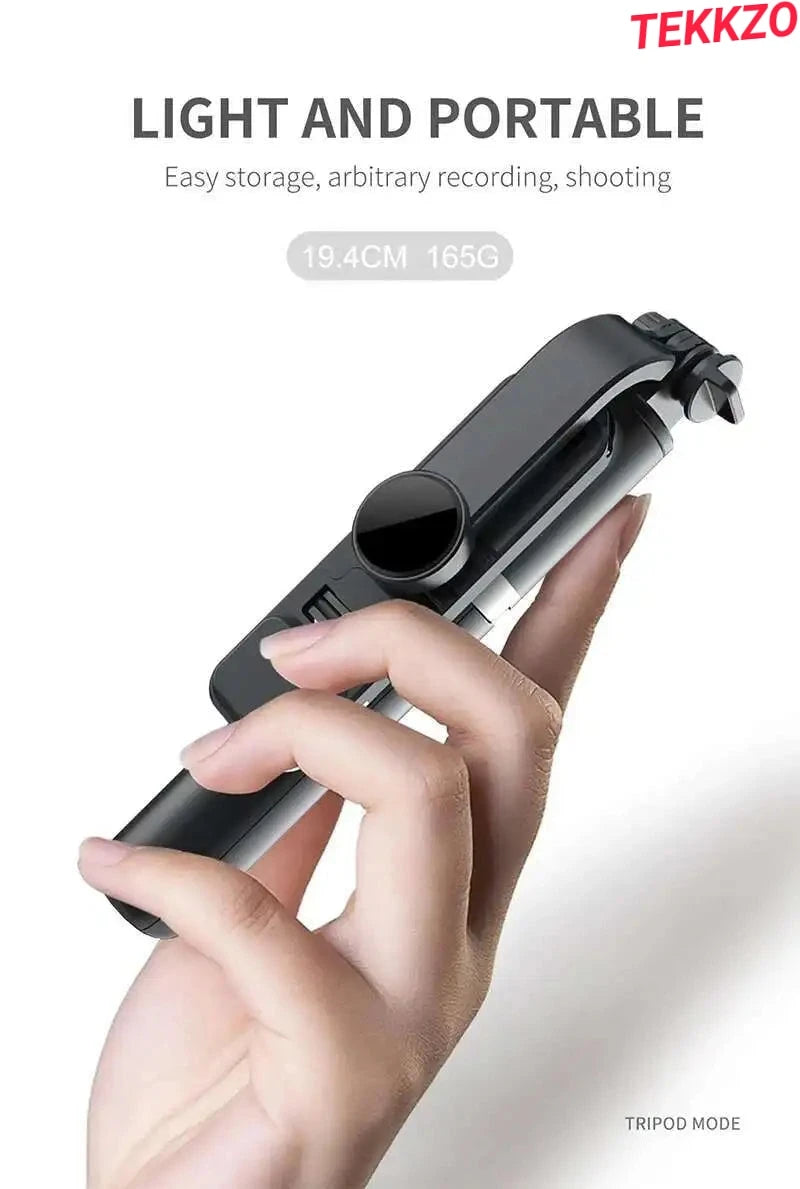 Light and portable black tripod handheld device measuring 19.4cm and weighing 165g