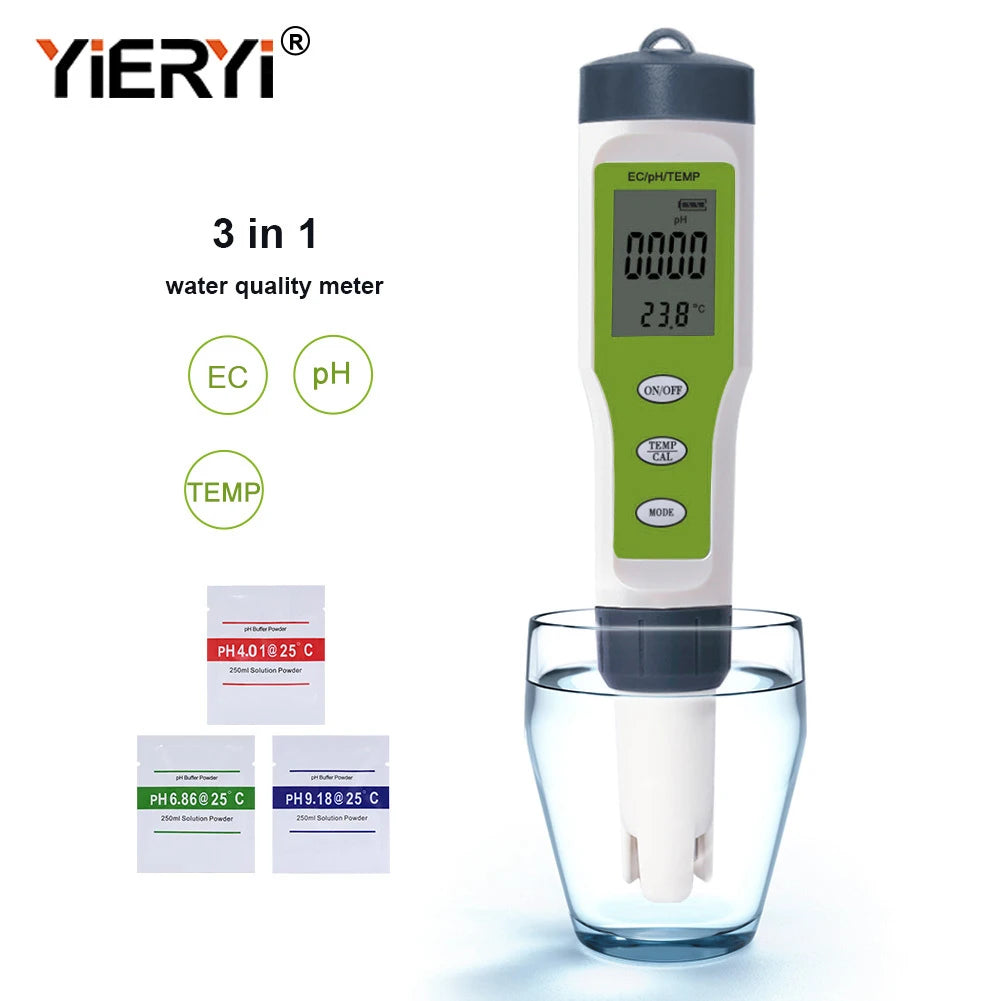 yieryi New TDS PH Meter PH/TDS/EC/Temperature Meter Digital Water Quality Monitor Tester for Pools, Drinking Water, Aquariums