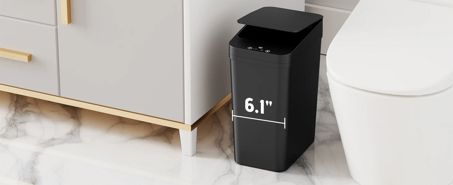 Bathroom Trash Can, 12L Automatic Motion Sensor Touchless Waterproof Trash Bin with Lid, Smart Electric Trash Can for Kitchen