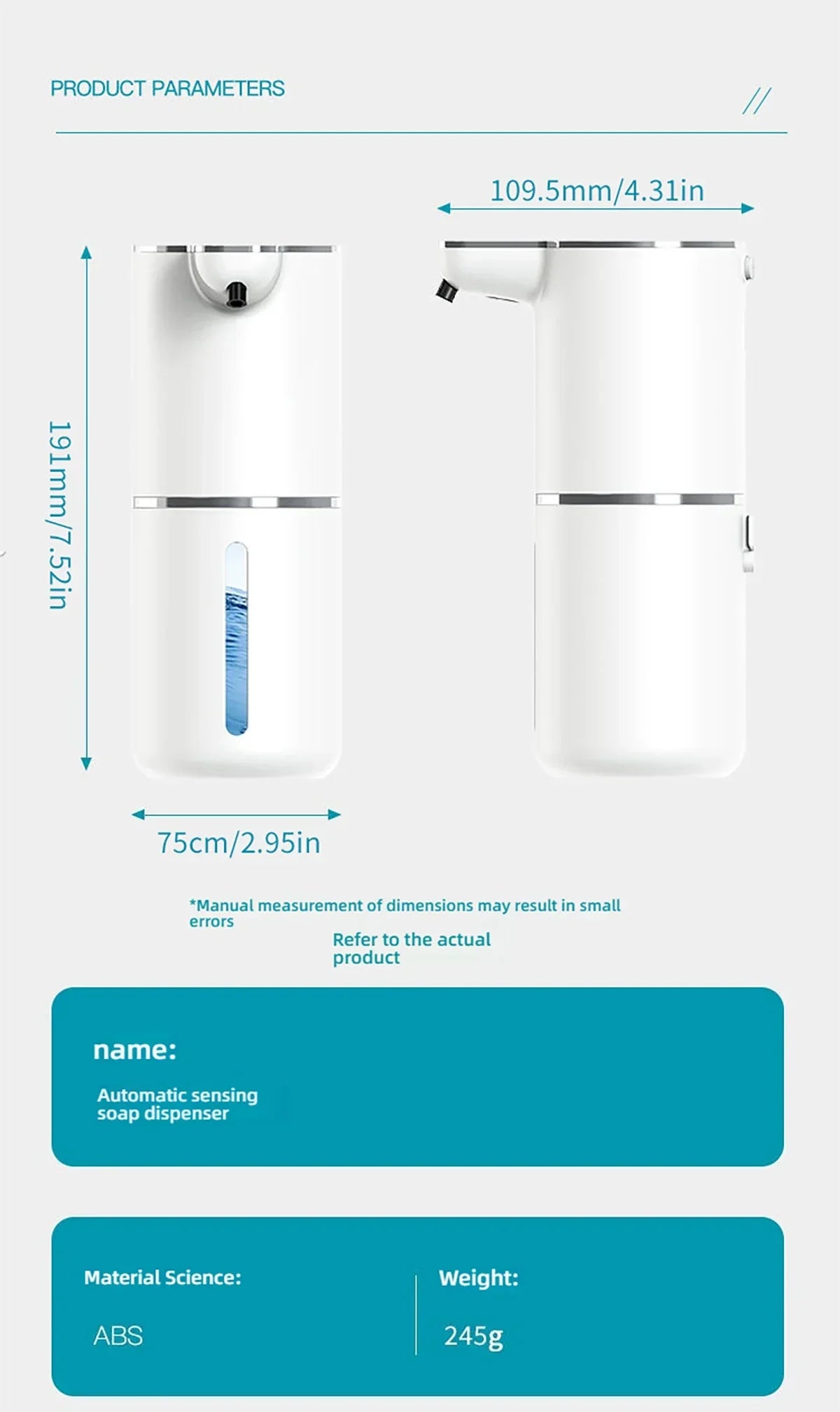 Automatic Soap Dispenser Touchless Foaming Soap Dispenser 380ml USB Rechargeable Electric 4 Level Adjustable Foam Soap Dispenser