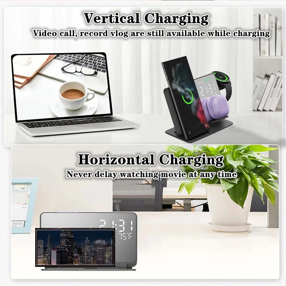 3 In 1 Wireless Charger - Fast Charging Station With Alarm