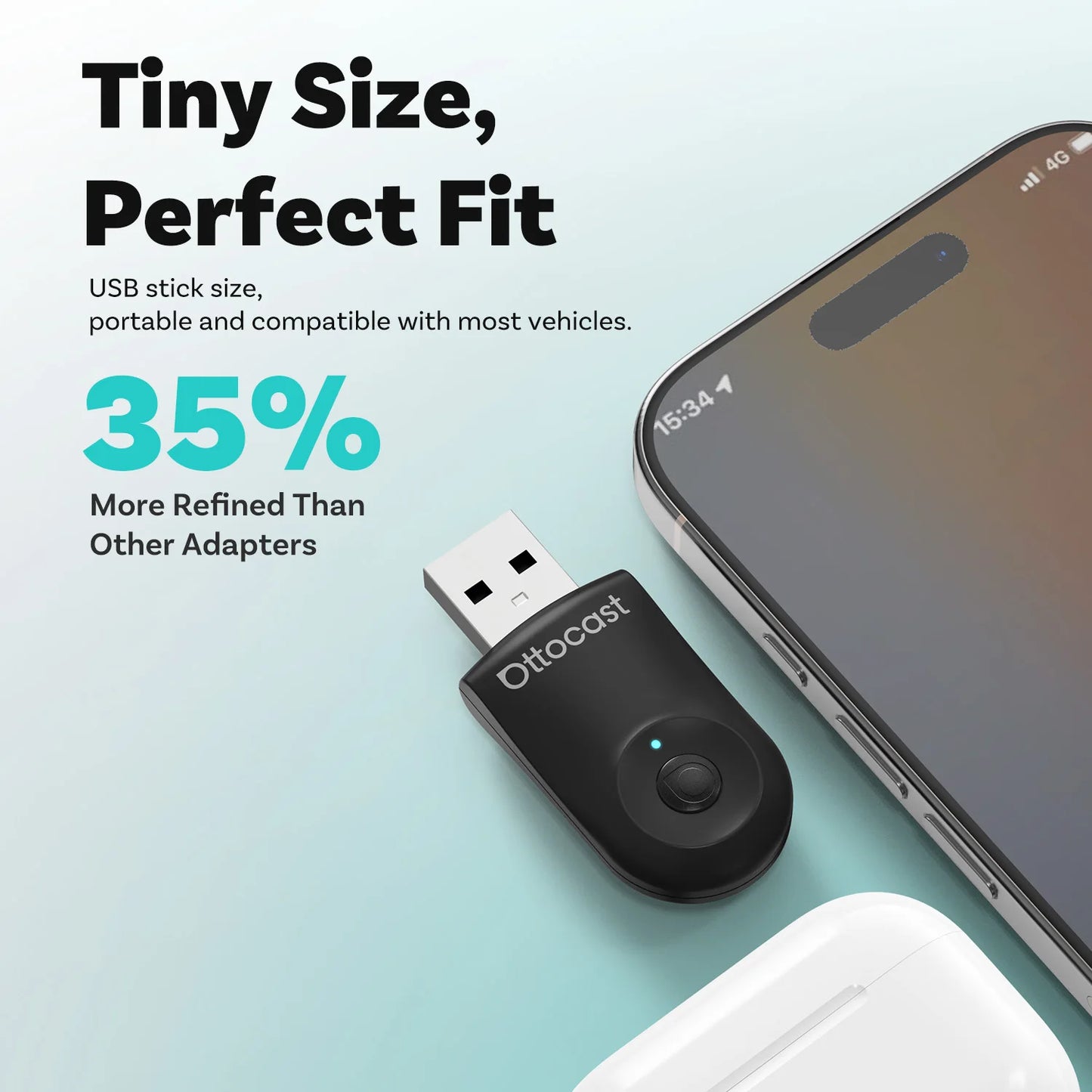 OTTOCAST 2-In-1 Mini Wireless Carplay Android Auto Adapter One-Click Disconnect Dongle for Toyota Audi Mercedes-Benz Volkswagen